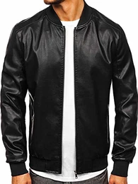 Herren Lederjacke Biker Jacket Kunstleder Ökoleder Motorrad Jacke Casual Elegant Style J.BOYZ 1147 Schwarz M [4D4]