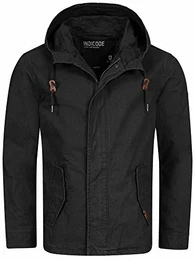 Herren Lough Jacke mit Kapuze aus Baumwolle Herrenjacke Outdoorjacke Männer Black M
