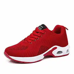 Laufschuhe Damen Air Gymnastik Strasenlauf Schuhe Schnuren Freizeitschuhe Rot-1 39