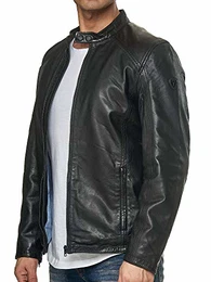 Herren Jacke Lederjacke Echtleder Leder Übergangsjacke 19707 (Braun, M)