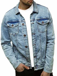 Herren Jeansjacke Jacke Jeans Übergangsjacke Sommerjacke Frühlingsjacke Herbstjacke Vintage Herrenjacke Herbst Übergangs Denim Bikerjacke Jacket Übergangs BN/6075 HELLBLAU M