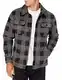 Amazon Essentials Herren Polar-Fleece-Hemdjacke mit Langen Ärmeln, Kohlegrau Buffalokaros, L