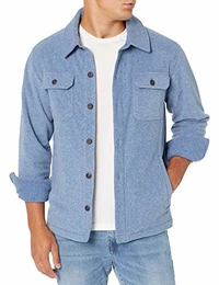 Herren Polar-Fleece-Hemdjacke mit Langen Ärmeln, Indigoblau Meliert, M