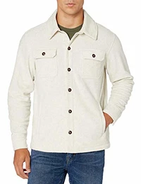 Herren Polar-Fleece-Hemdjacke mit Langen Ärmeln, Haferbeige Meliert, XS