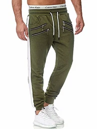 Herren Jogging Hose Jogger Streetwear Sporthose Modell 1313 (M, Grün)
