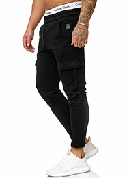 Herren Jogging Hose Jogger Streetwear Sporthose Modell 1213 (M, Schwarz)