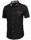 COOFANDY Herren Jeanshemd Denim Sommer Shirt für Männer Business Casual Party(Schwarz,M)