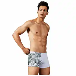 Badehose Herren Badeshorts Enge Kurz Schwimmhose Tunnelzug Print Wassersport Boxerbadehose Schwimmshorts Bademode Sommer Shorts Schnelltrocknend UV Schutz (Weiß, M)