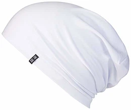 ® Leichte Jersey Mütze, Damen und Herren, Slouch Beanie aus Baumwolle, Elastisch (Large/X-Large, Snow White)
