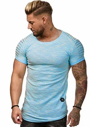 Herren T-Shirt Kurzarm Rundhals Oversize Tee Modell 1496 Türkis M