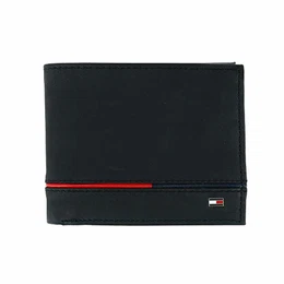 Leif Herren Leder Geldbörse RFID Bifold Wallet mit Flip ID Gr. Einheitsgröße, Schwarz