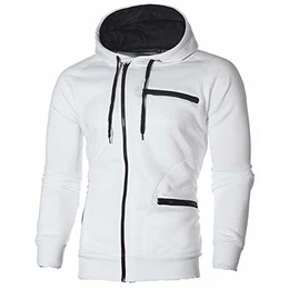 Herren-Sweatshirt, langärmelig, mit Reißverschluss, Samt, Größe M - 3XL Gr. M, weiß