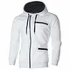 Herren-Sweatshirt, langärmelig, mit Reißverschluss, Samt, Größe M - 3XL Gr. M, weiß