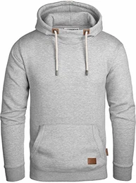 Herren Kapuzenpullover Kapuzenjacke Hoodie mit hoch abschließendem Kragen GEC494 (M, Grau meliert)