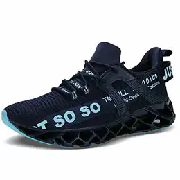 Laufschuhe Atmungsaktiv Turnschuhe Schnürer Sportschuhe Sneaker für Herren Damen(2-Dunkelblau,Größe 43 EU/265 CN