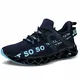 JSLEAP Laufschuhe Atmungsaktiv Turnschuhe Schnürer Sportschuhe Sneaker für Herren Damen（2-Dunkelblau,Größe 43 EU/265 CN