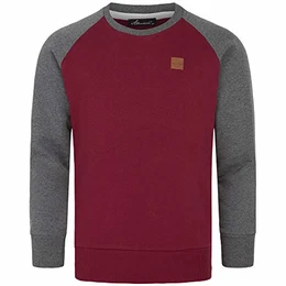 Herren Basic College Sweatjacke Pullover Hoodie Sweatshirt 4050 Bordeaux/Anthrazit M