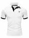 Amaci&Sons Herren Poloshirt Basic Kontrast Stickerei Kurzarm Polohemd T-Shirt 5103 Weiß/Schwarz M