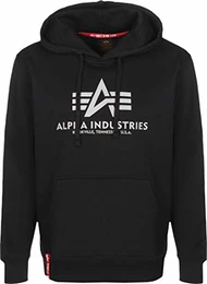 Herren Basic Hoody Reflective Print Kapuzenpullover, Black, M