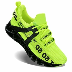 Wonesion Herren Fitness Laufschuhe Atmungsaktiv Rutschfeste Mode Sneaker Sportschuhe Grün