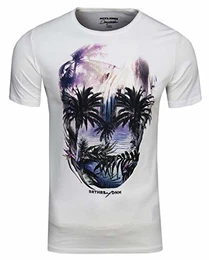 Herren T-Shirt JORRaf Tee SS Crew Neck Skull Print,(Cloud Dancer,M)