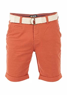 riverso Herren Chino Shorts RIVHenry Gürtel Bermuda Kurze Hose Hellblau/Dunkelblau/Navy/Rot/Grün/Orange/Beige/Grau/Terracotta Red (15300)