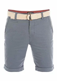 Herren Chino Shorts rivHenry Gürtel Bermuda Kurze Hose 98% Baumwolle Hellblau Dunkelblau Navy Rot Grün Orange Beige Grau w30 - w42, Größe:W 32, Farbe:Pigeon Blue (19300)
