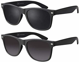 La Optica B.L.M. Sonnenbrille UV400 CAT 3 Retro Vintage Nerd Matt Schwarz/Grau