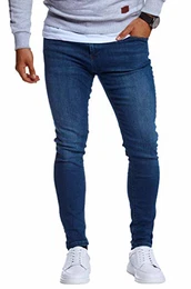 Herren Jeans Hose Slim Fit Denim Blaue Schwarze Lange Jeanshose für Männer Coole Jungen weiße Stretch Freizeithose Schwarze Cargo Chino Sommer Winter Basic LN0103 Blau W32/L30