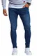Leif Nelson Herren Jeans Hose Slim Fit Denim Blaue Schwarze Lange Jeanshose für Männer Coole Jungen weiße Stretch Freizeithose Schwarze Cargo Chino Sommer Winter Basic LN0103 Blau W32/L30