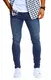 Leif Nelson Herren Jeans Hose Slim Fit Denim Blaue Schwarze Lange Jeanshose für Männer Coole Jungen weiße Stretch Freizeithose Schwarze Cargo Chino Sommer Winter Basic LN0303 Blau W30/L32