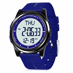 WIFORT Digital Armbanduhr mit Stoppuhr Countdown Duale Zeitzone Blau