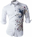 Sportrendy Herren Freizeit Hemden Slim Button Down Long Sleeves Dress Shirts Tops Weiß (JZS091)
