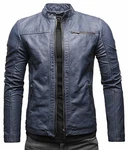 Crone Epic Herren Lederjacke Cleane Leichte Basic Jacke Stahlblau