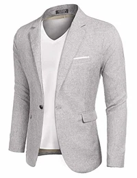 Männer Blazer Herren Sakko Sportlich Slim Fit Modern Freizeit Jackett Grau Anthraztit m