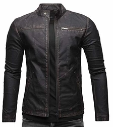 Crone Vego Herren Eco-Lederjacke Cleane Leichte Basic Jacke Vegan Lila/Schwarz