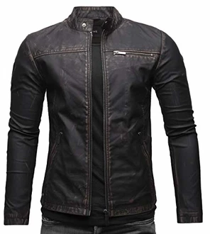 Crone Vego Herren Eco-Lederjacke Cleane Leichte Basic Jacke Vegan Lila/Schwarz