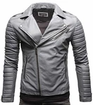 Crone Veit Herren Biker Eco Lederjacke Vegane Bikerjacke Grau