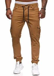 Herren Hose Jogger Chino Cargo Jeans Hosen Stretch Sporthose Herren Hose mit Taschen Slim Fit Freizeithose (Khaki, M).