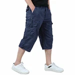KEFITEVD 3/4 Hose Herren Cargo Shorts Dunkelblau