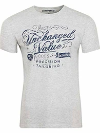Herren T-Shirt RIVLeon Rundhals O-Neck Kurzarm Tee Shirt Print Regular Fit 100% Baumwolle Grün Blau Weiß Grau Rot Orange S M L XL 2XL 3XL 4XL 5XL, Größe:M, Farbe:Hellgrau (GJD)