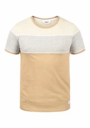 !Solid Cody Herren T-Shirt Kurzarm Shirt mit Streifen und Rundhalsausschnitt aus 100% Baumwolle, Größe:M, Farbe:Cornstalk (796323)