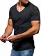 Belovecol Herren T-Shirt Schwarz Kurzarm V Ausschnitt Tshirts Sommer T Shirt M