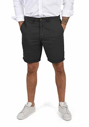 SDLoras Herren Leinenshorts Kurze Leinenhose Bermuda mit Gürtelschlaufen Regular fit, Größe:M, Farbe:Black (9000)