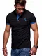 REHYPE Herren Poloshirt Kurzarm Polo Shirt Kontrast Basic P-880 Schwarz-Blau M