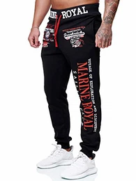 Herren Jogginghose Sporthose Männer Trainingshose Sweatpants 3629 Schwarz-rot M