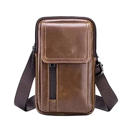 Herren Schultertaschen Riementasche Erste Schicht Rindsleder Beiläufig Crossbody Tasche Hängende Tasche Braun