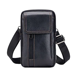MANNUOSI Herren Schultertaschen Riementasche Crossbody Tasche Schwarz