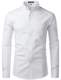 PARKLEES Herren Slim Fit Langarm Oxford Button Down Business Hemd Freizeithemd PZ111