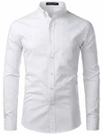 PARKLEES Herren Slim Fit Langarm Oxford Button Down Business Hemd Freizeithemd PZ111 Weiß (PZ111)